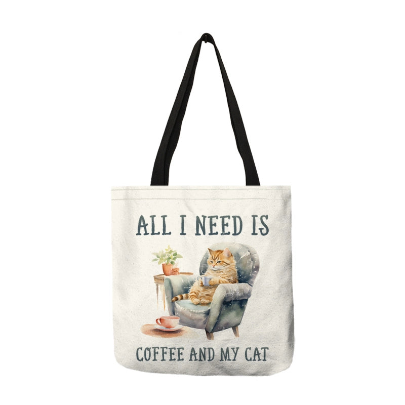 Cat-lovers Printed Shoulder Bag Large Capacity Shopping Bag Tiktok One-piece Delivery
