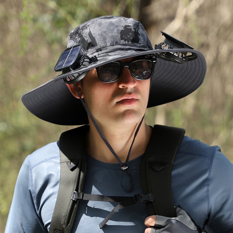🔥LAST DAY 49% OFF🔥- Wide Brim Solar Fan Outdoor Fishing Hat-Solar & USB Charging