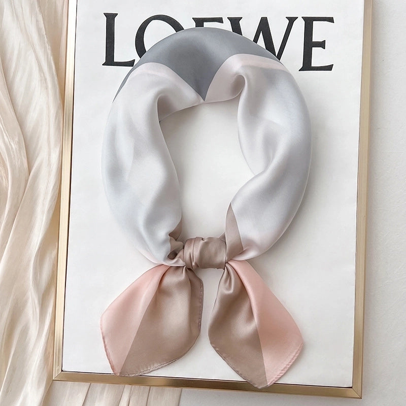 Blue Temperament Small Square Women's Spring And Autumn Matching Shirt Stewardess Professional Decoration Neck Thin Scarf