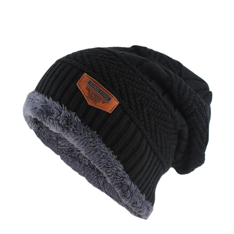Autumn And Winter Men's And Women's Same Knitted Winter Hat Fleece-lined Thick Warm Pullover Hat Outdoor Ear Protection Casual Wool Hat