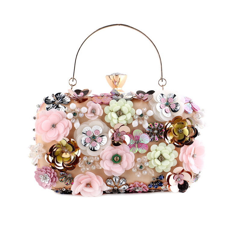 Handmade Beaded Straw Clutch Evening Bag