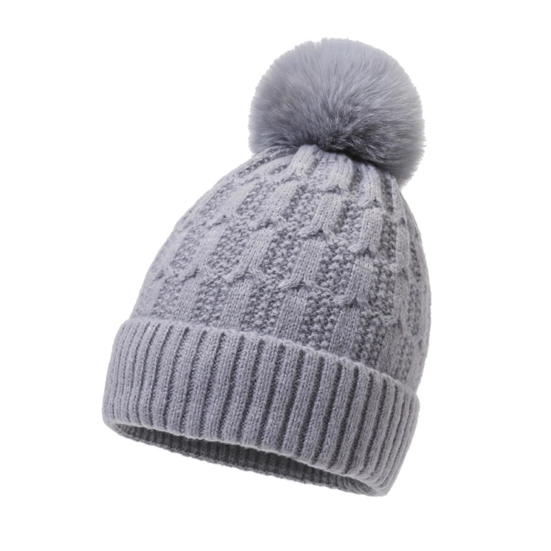 Women's Basic Minimalist Solid Color Pom Poms Eaveless Wool Cap