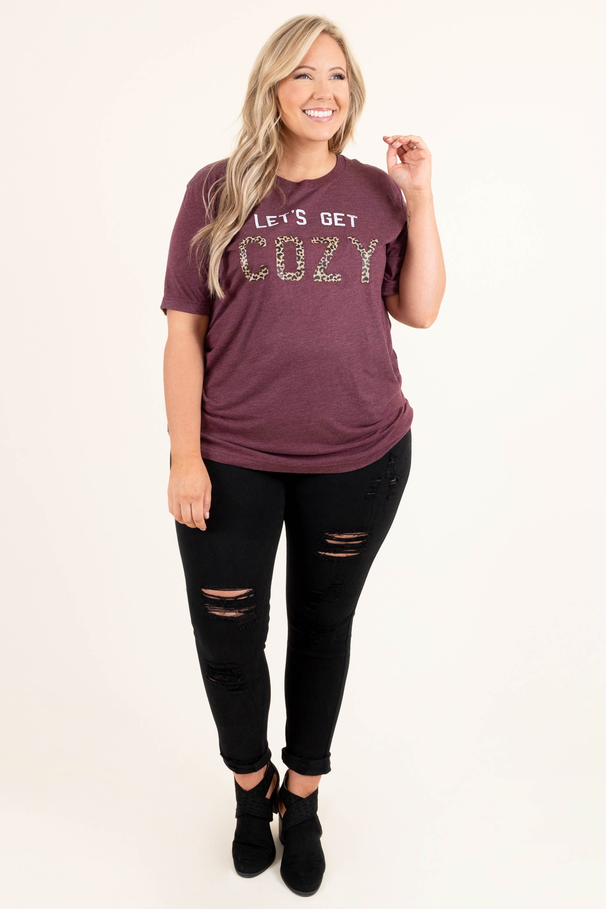 Getting Cozy Tee. Maroon Triblend