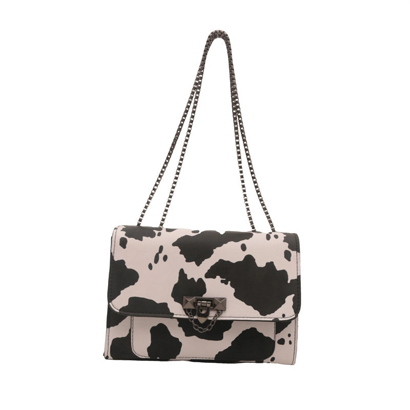 Women's Small Pu Leather Color Block Streetwear Square Flip Cover Shoulder Bag