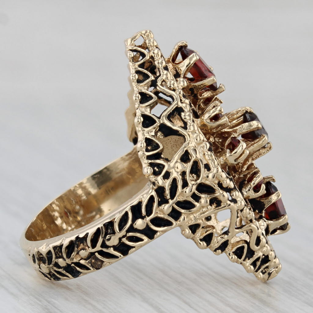 Ornate 1.47ctw Garnet Cocktail Ring 14k Yellow Gold Size 6.25