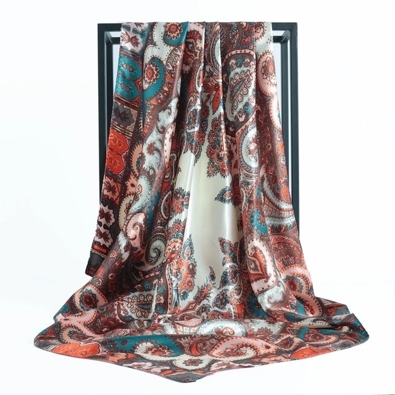 Women's Minimalist Flower Satin Printing Scarves & Gloves