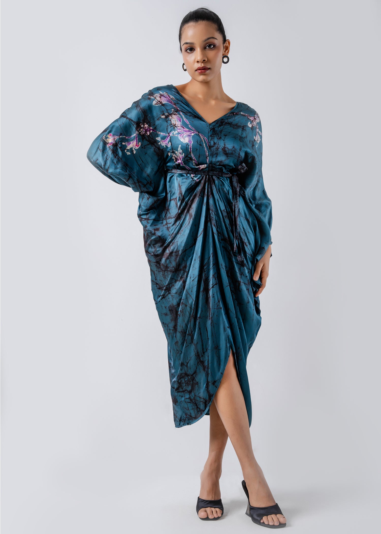 Batik Floral Draped Kaftan