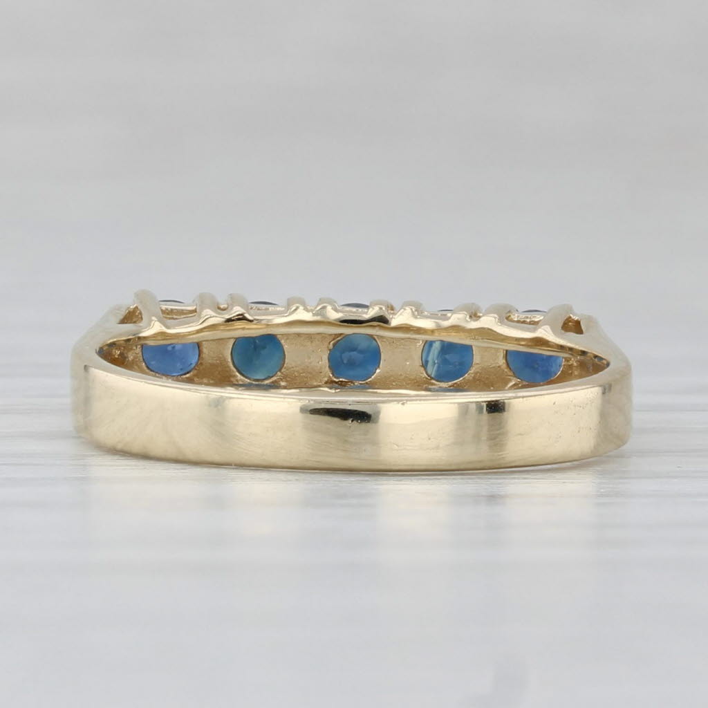 0.75ctw Blue Sapphire Ring 14k Yellow Gold Sz 5.5 Stackable Band Bridal Wedding