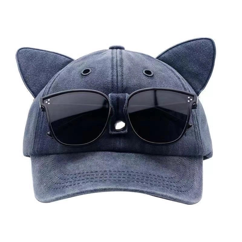 Unisex Cute Sweet Korean Style Geometric Cat Curved Eaves Baseball Cap