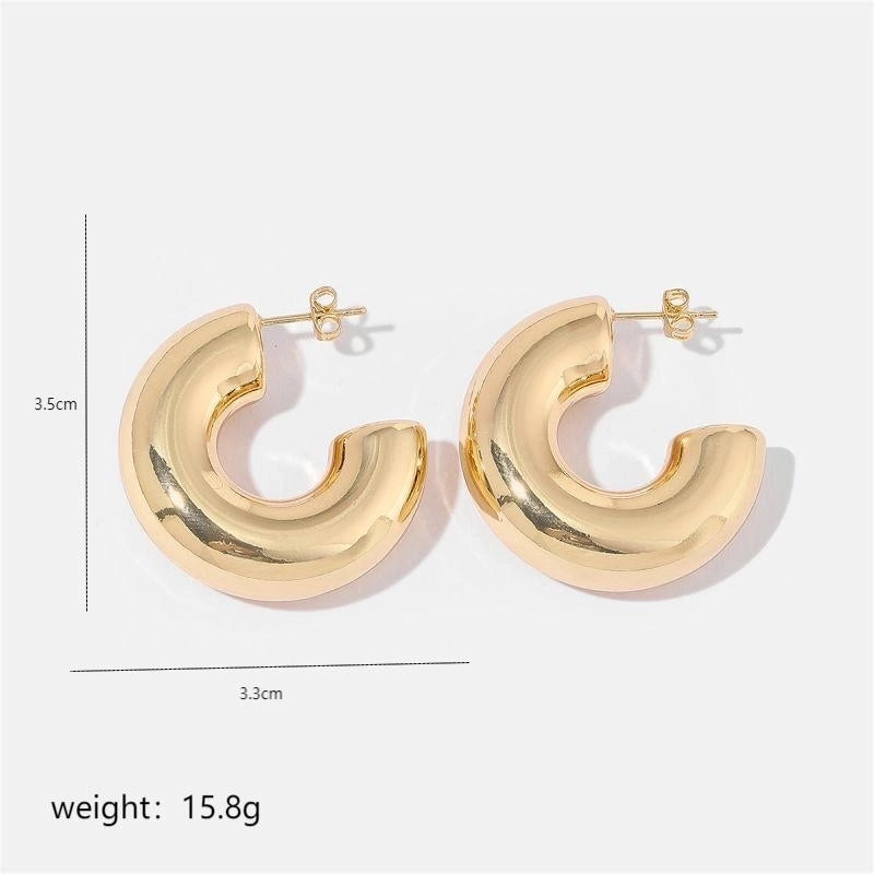 1 Pair Minimalist Solid Color Commute Geometric Semicircle Circle Plating Stainless Steel 18K Gold Plated Earrings
