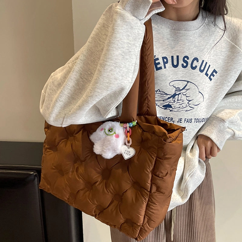 Women's Medium Cloth Solid Color Classic Style Square Zipper Tote Bag