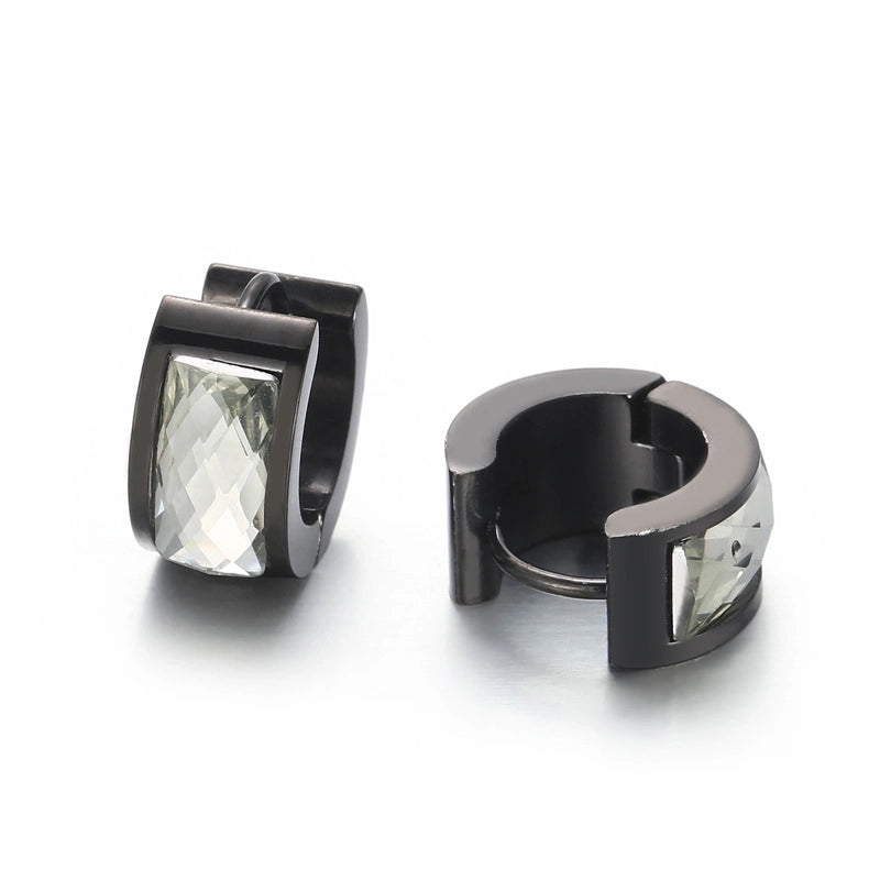 1 Pair Minimalist U Shape Plating Inlay Titanium Steel Glass 18K Gold Plated Earrings