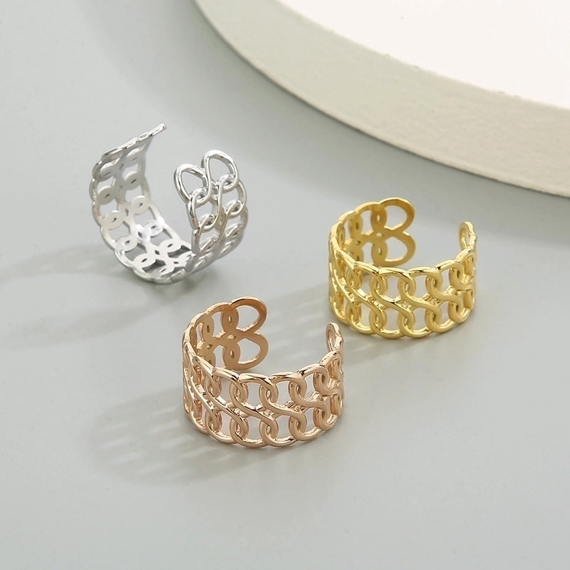 Minimalist Solid Color Titanium Steel 18K Gold Plated Polishing Open Rings