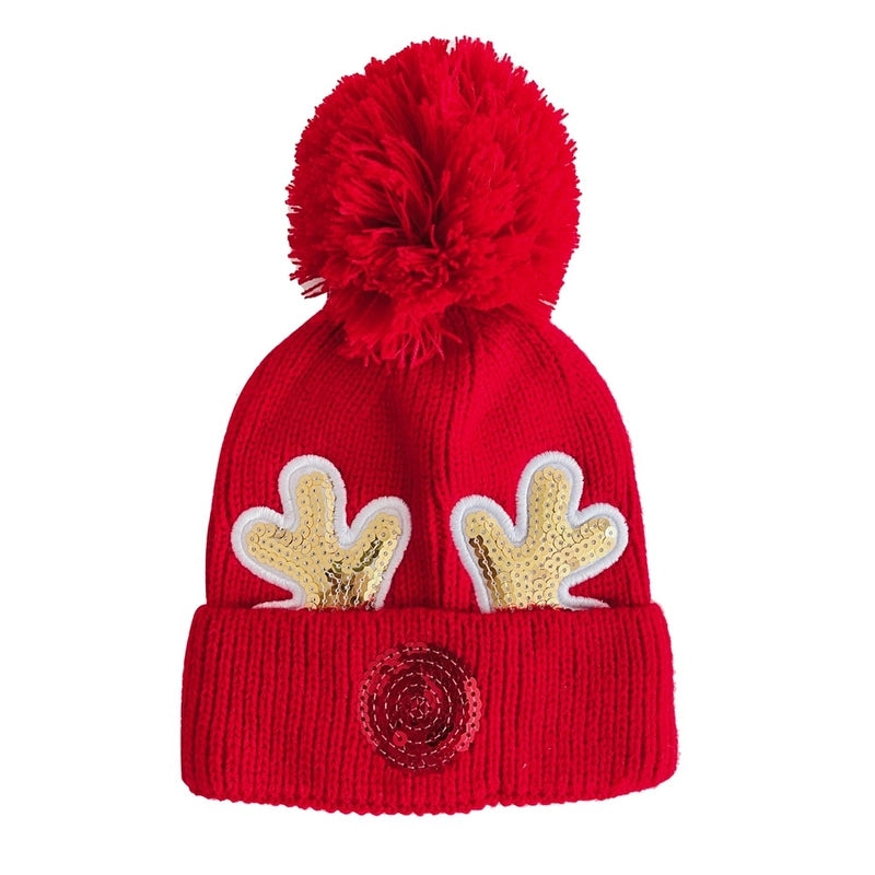 Children Unisex Cute Antlers Embroidery Wool Cap