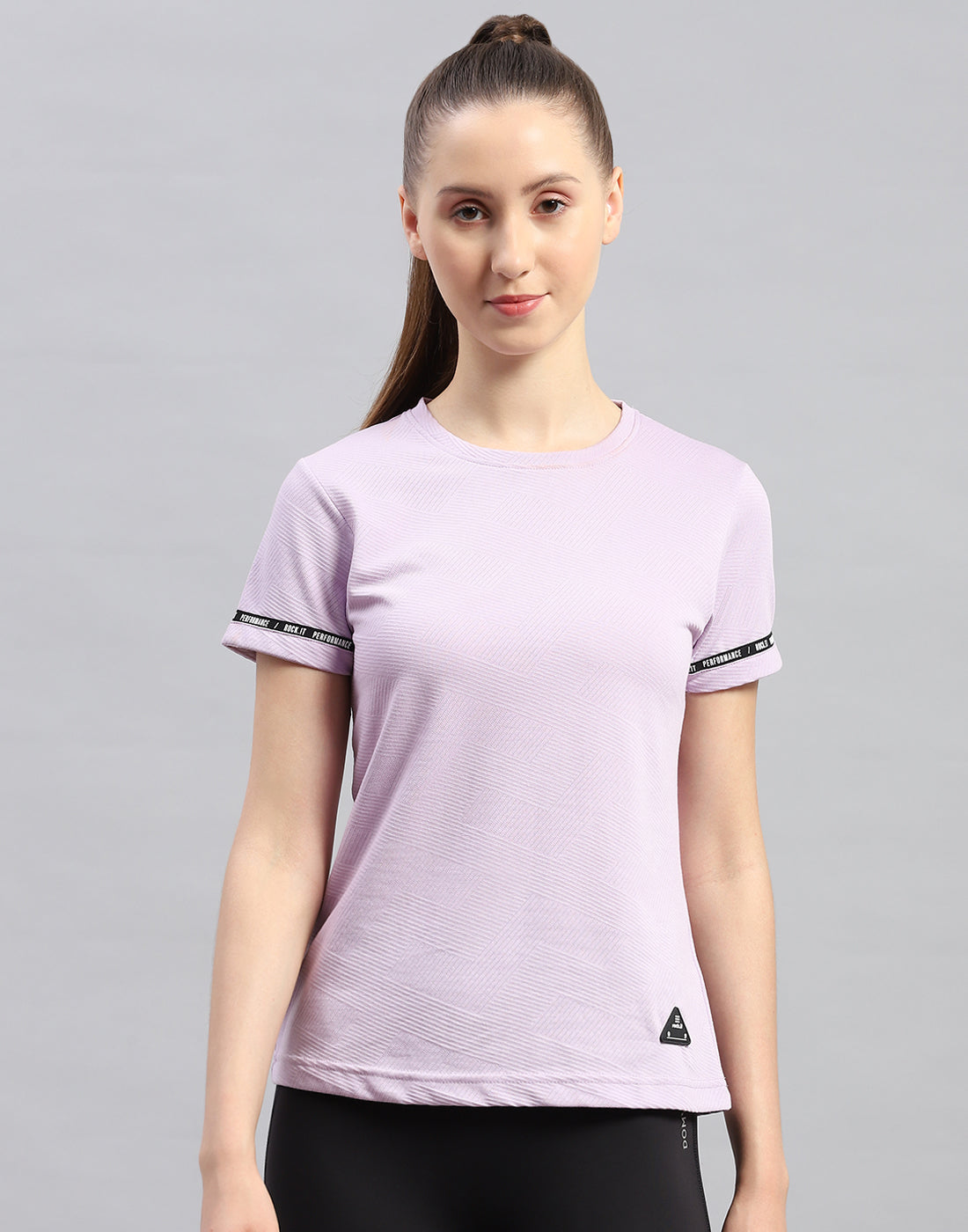 Women Purple Solid Round Neck Half Sleeve Top