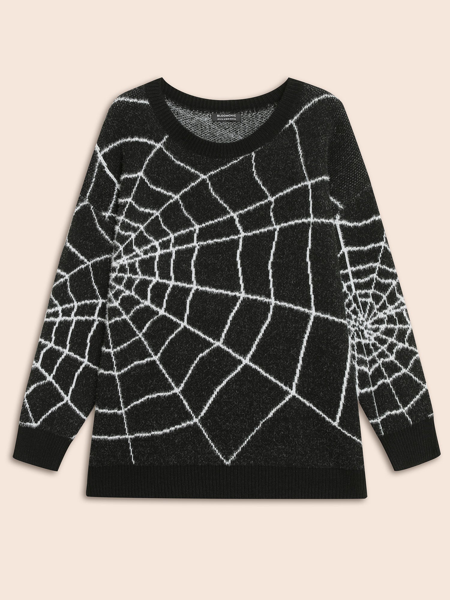 Textured Spider Web Crew Neck Pullover