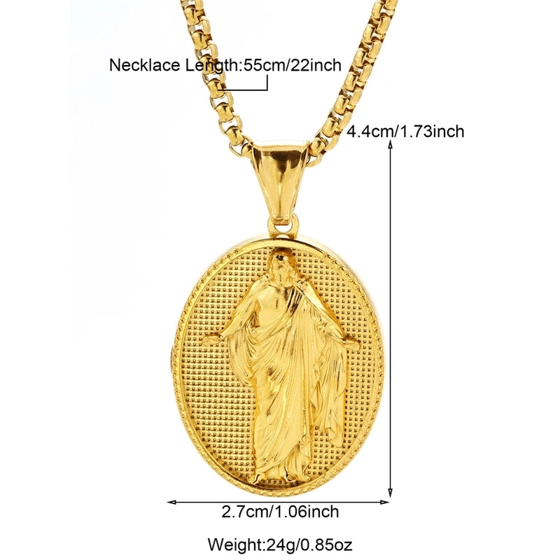 Modern Style Classic Style Portrait Cross Solid Color 304 Stainless Steel 18K Gold Plated Round Pendant Necklace