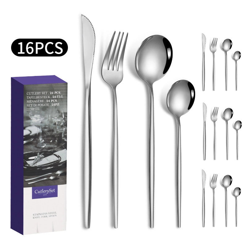 1010 Stainless Steel Tableware 24-piece Golden Steak Knife. Fork And Spoon Gift Box Western Tableware Suit