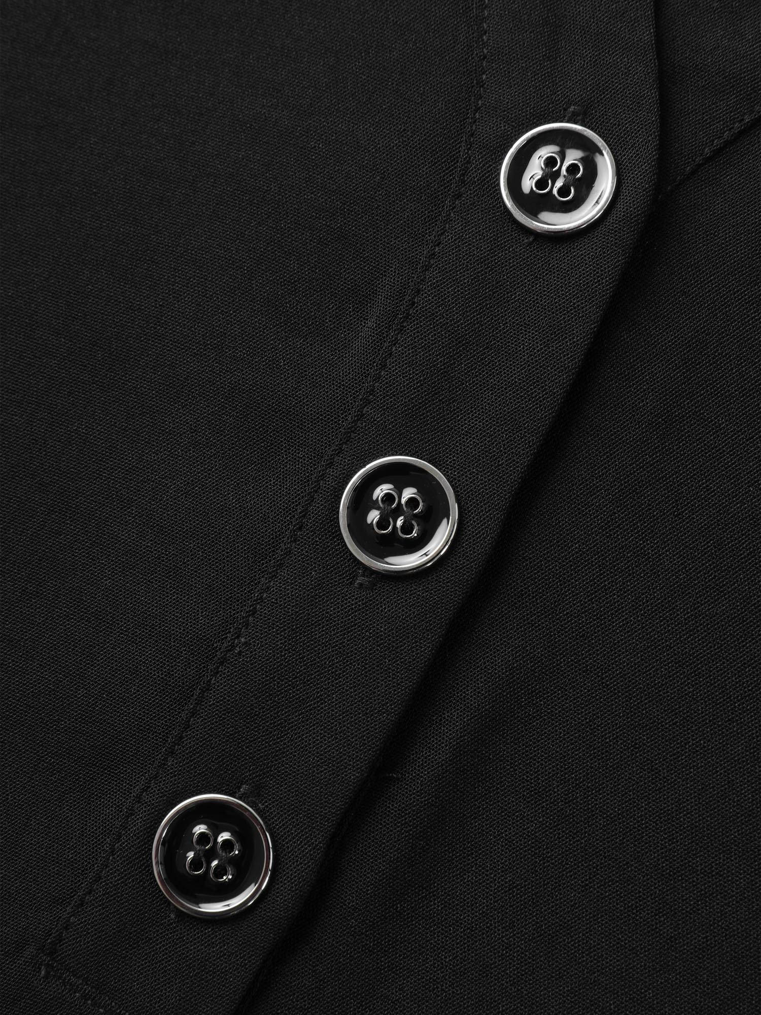 Button Placket Tab Sleeve Blouse