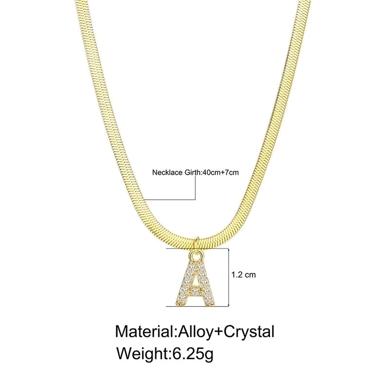 Minimalist Classic Style Letter Copper Inlay Zircon Pendant Necklace