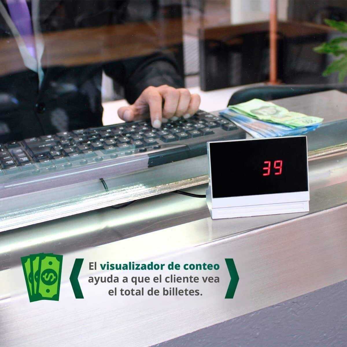 Rack & Pack Contadora de Billetes Detector de Billetes Falsos con Cuatro Filtros Dos Modos de Uso Cuenta 1000 Billetes por Minuto Doble Display Maquina para Contar Dinero Billetes Mexicanos Contador