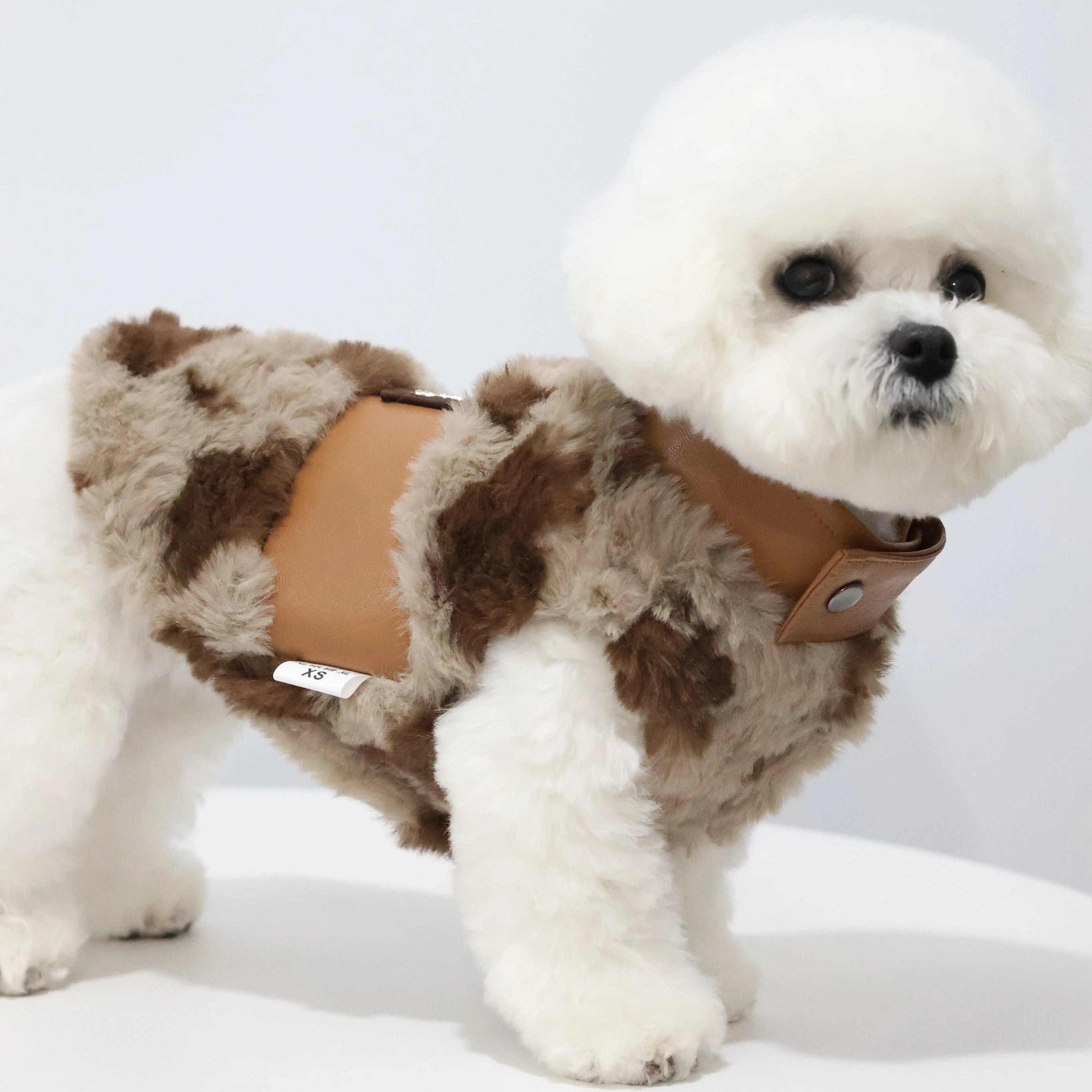 Faux Fur Leather Fleece Warm Dog Jacket Vest