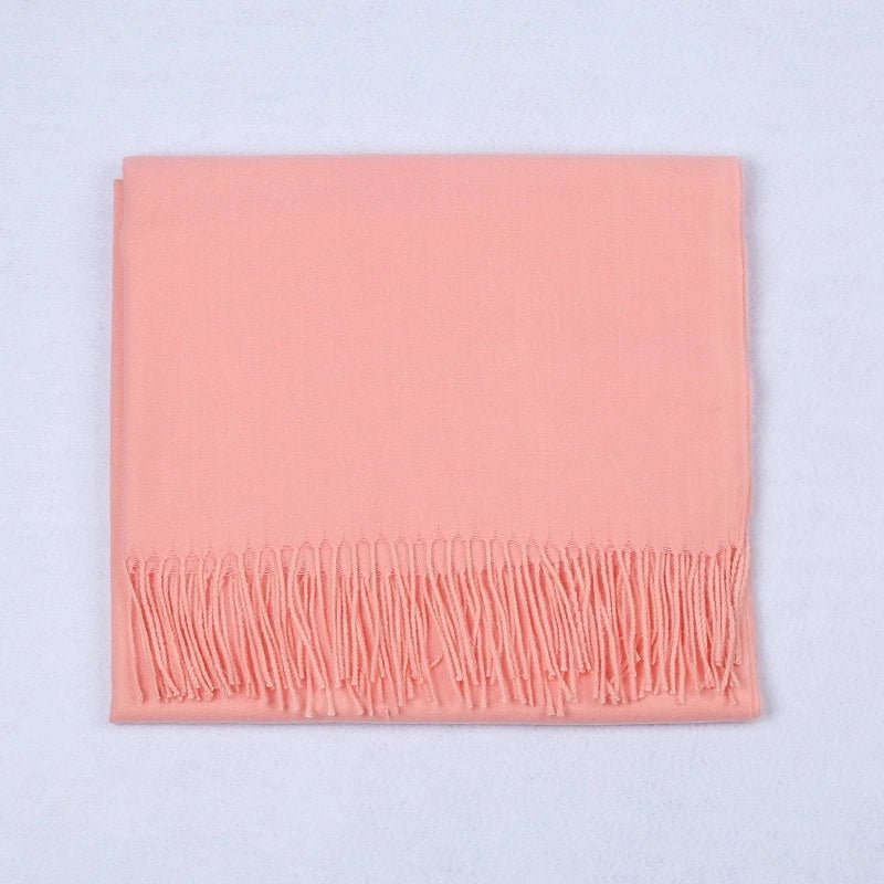 Cashmere Solid Color Scarf Women's Autumn And Winter 220g Explosions Barbed Hair Padded Travel Warm Tassel Shawl