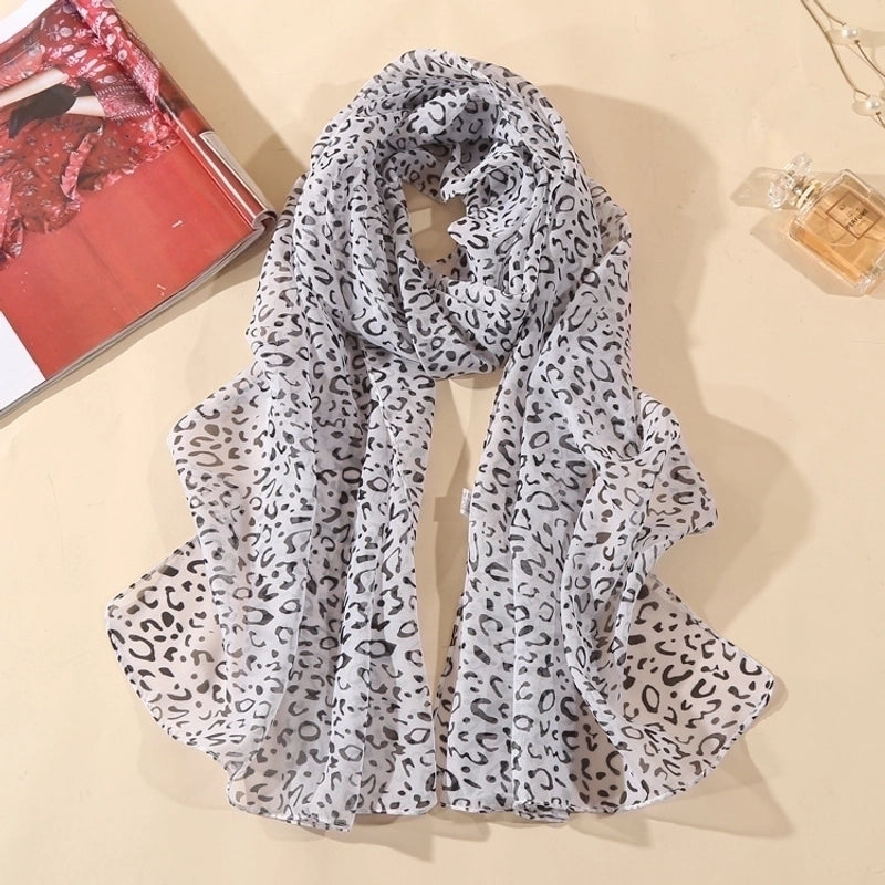 Sand Scarf Summer Small Scarf Dual-use Small Scarf Classic Leopard Chiffon Scarf Women Thin Shawl