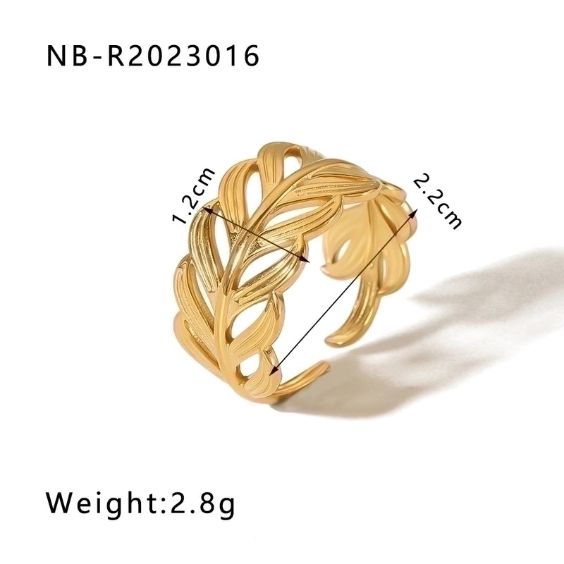 Stainless Steel 18K Gold Plated IG Style Basic Minimalist Plating Four Leaf Clover Heart Shape Flower Open Rings
