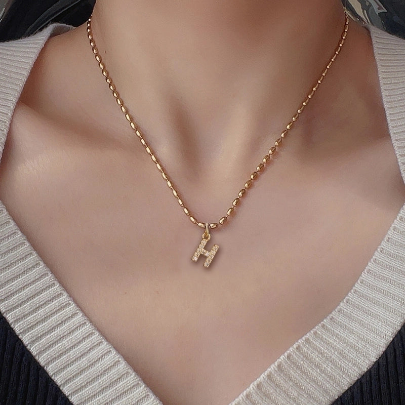 Shiny Letter Letter 304 Stainless Steel Necklace