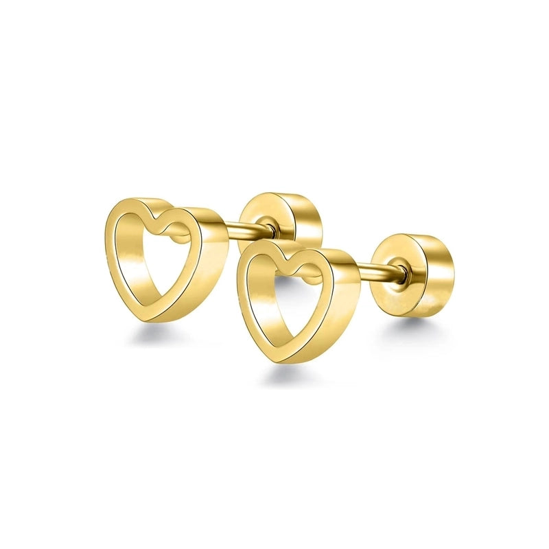 1 Pair Minimalist Moon Heart Shape Plating 304 Stainless Steel 18K Gold Plated Ear Studs