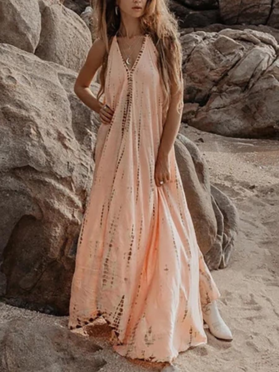 V-Neck Printed Camisole Dress