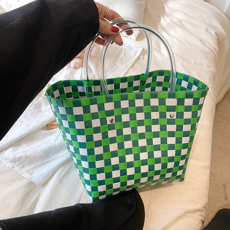 Women's Medium Summer Plastic Beach Straw Bag