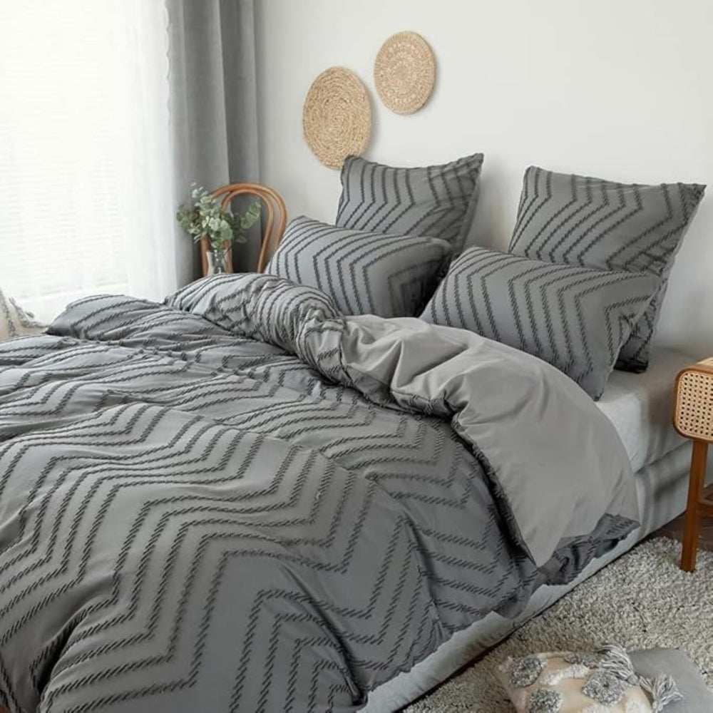 Chevron Plush Quilted Blanket | 3pcs Set