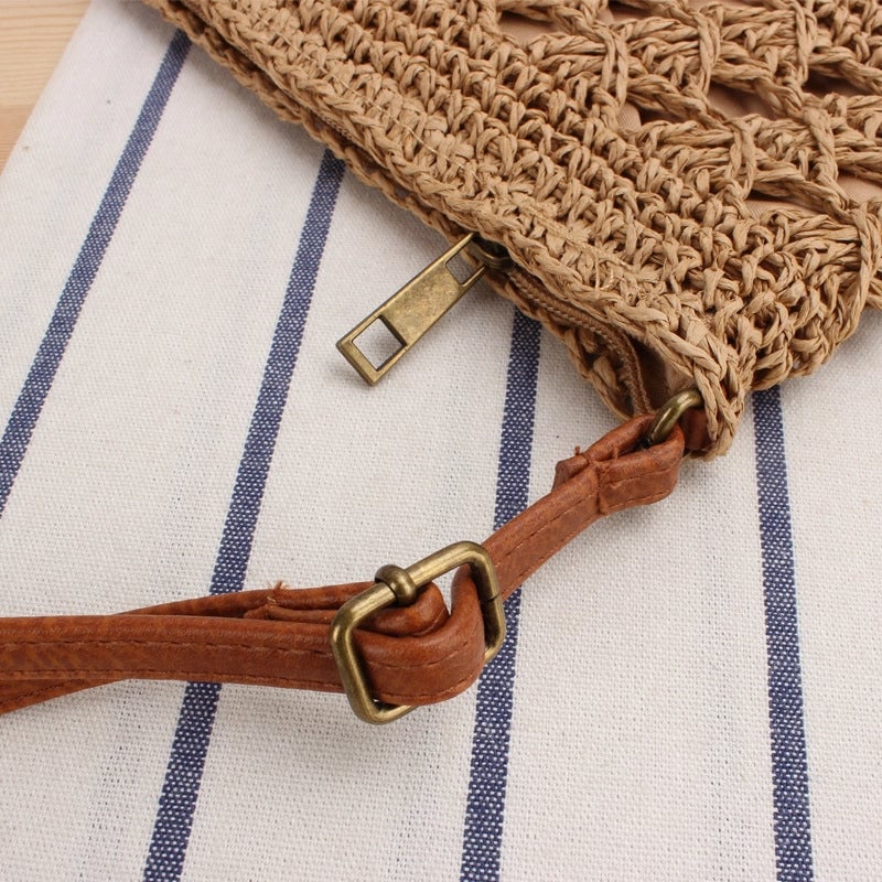 Unisex Small Paper String Solid Color Streetwear Zipper Straw Bag
