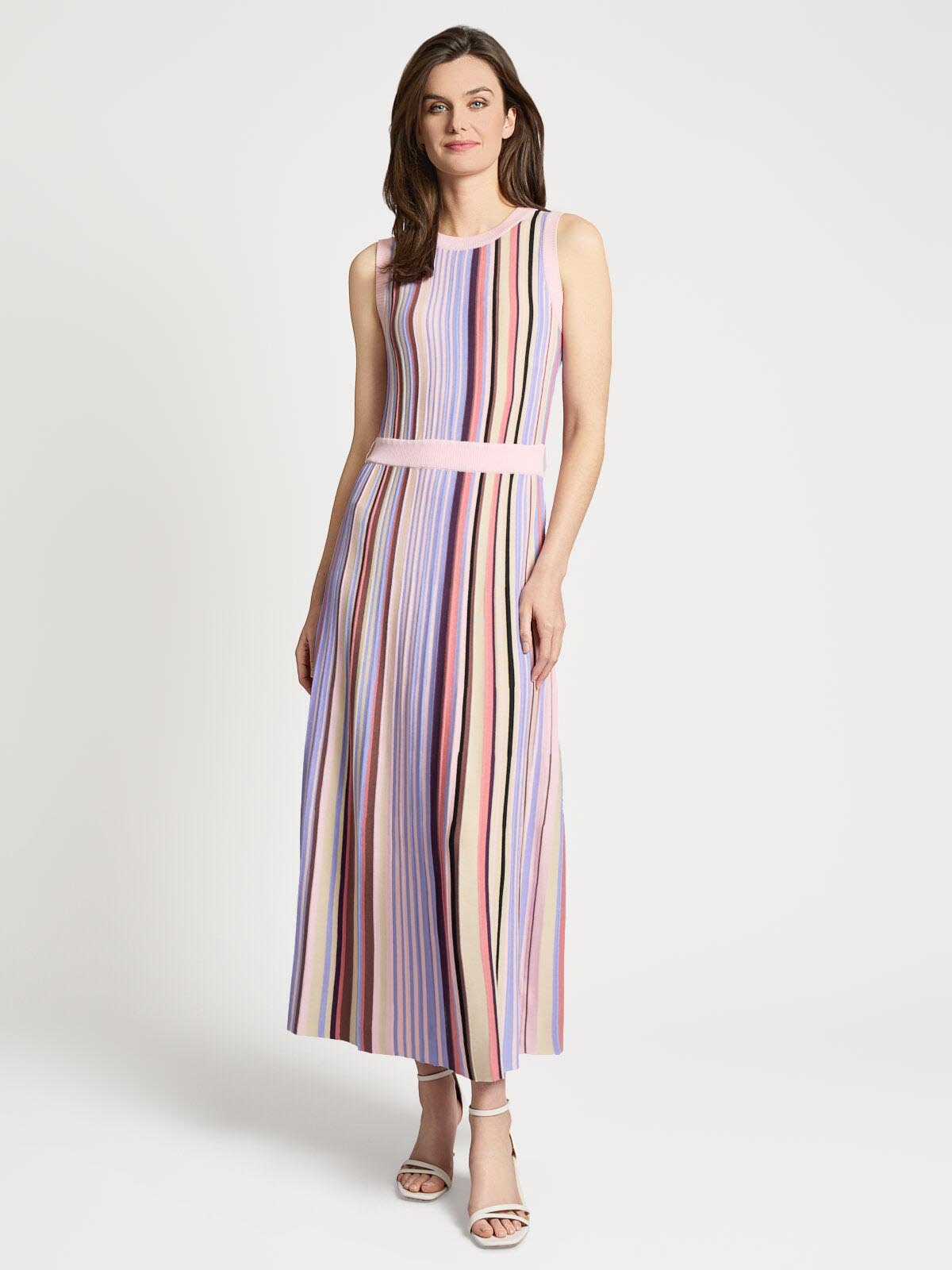 Sleeveless Soft Ribbed Knit Belted Maxi Dress - Modern Fit
