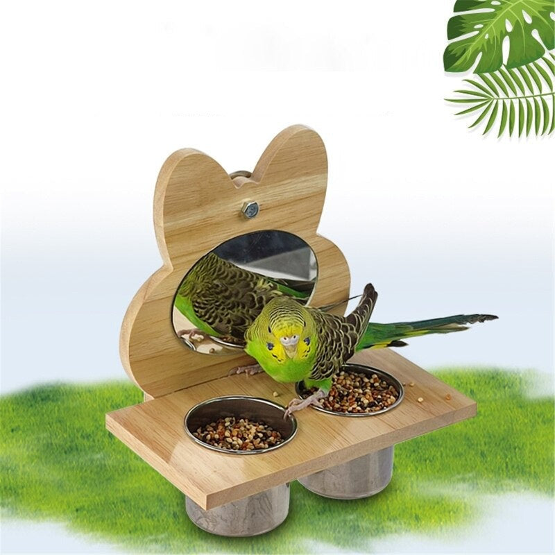Bird Mirror Toy with Wooden Platform