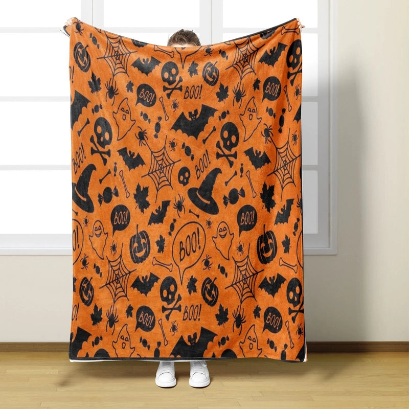 Halloween Cute Pumpkin Cat Skull Polyester Blanket Couch & Sofa Decor