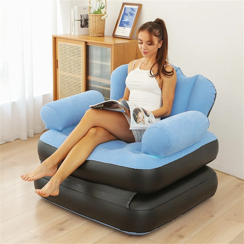 INFLATABLE BEAN BAG SOFA OUTDOOR FOLDABLE MATTRESS RECLINER FOOTSTOOL CHAIR