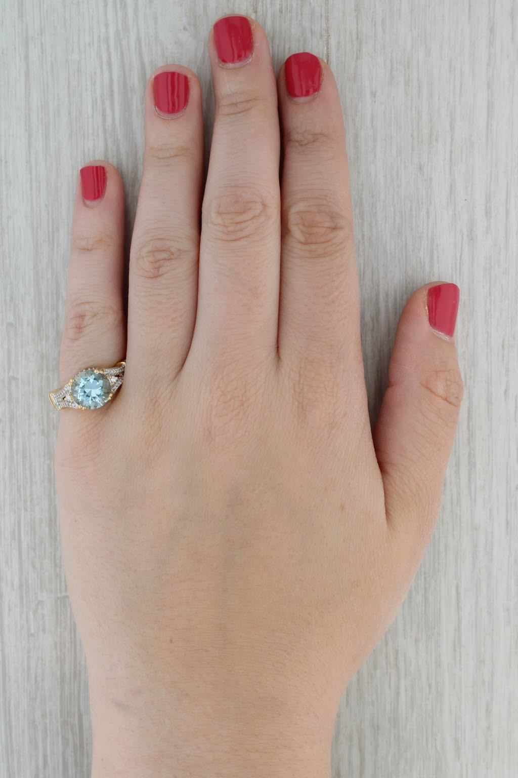 3.50ctw Aquamarine Diamond Ring 18k Yellow Gold Size 7.25