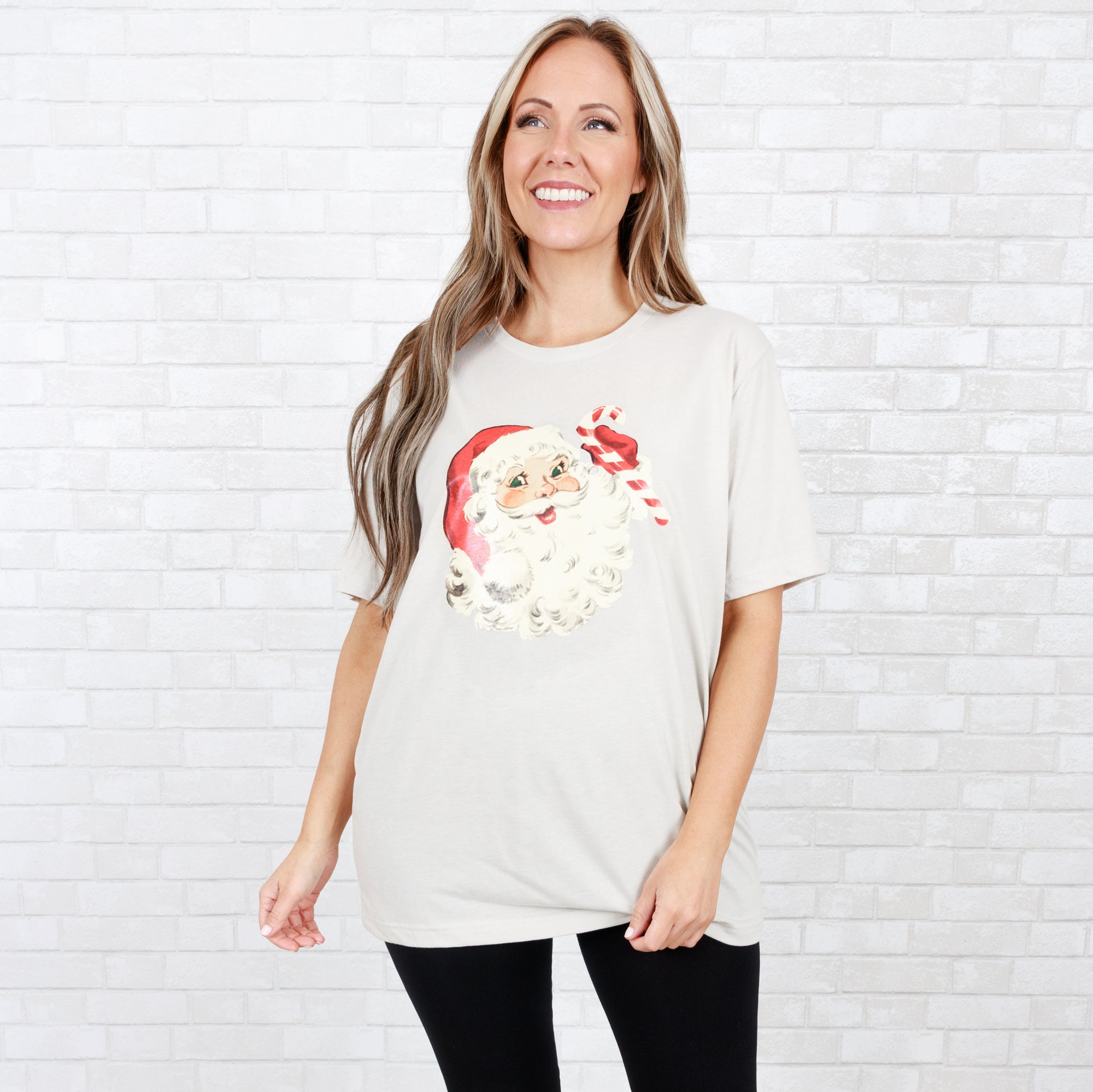 Santa Claus Is Coming To Town Tee. Heather Dust