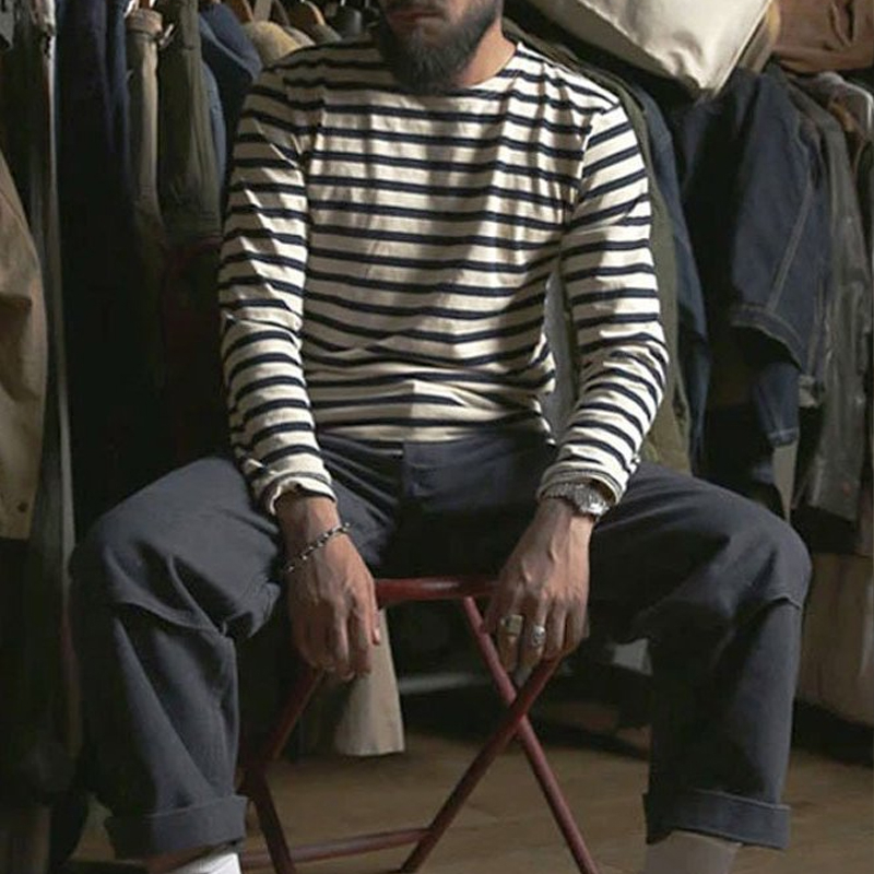 French Sailor Breton Stripe Boat Neck Casual T-shirt