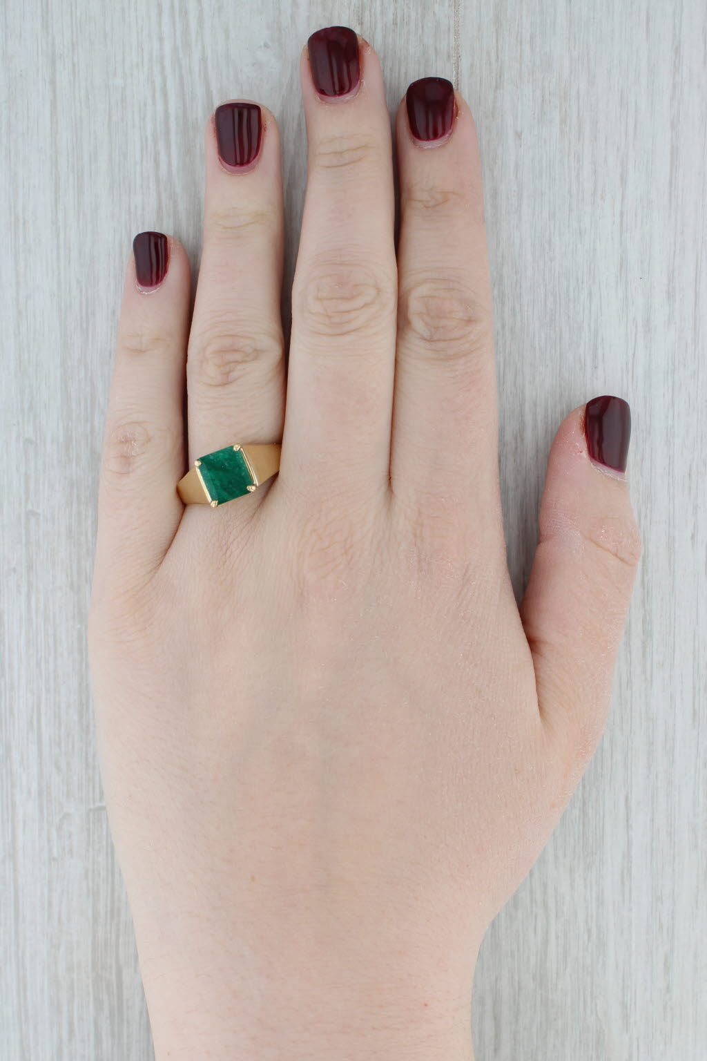 2.95ct Emerald Solitaire Ring 18k Yellow Gold Size 11.5