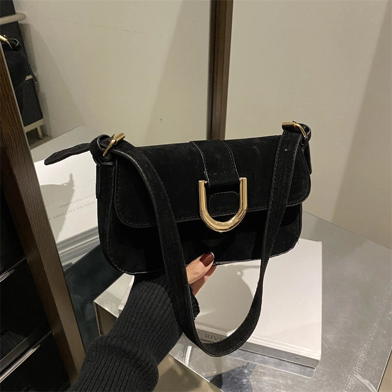 Women's Medium Special Solid Color Streetwear Sewing Thread Square Flip Cover Crossbody Bag