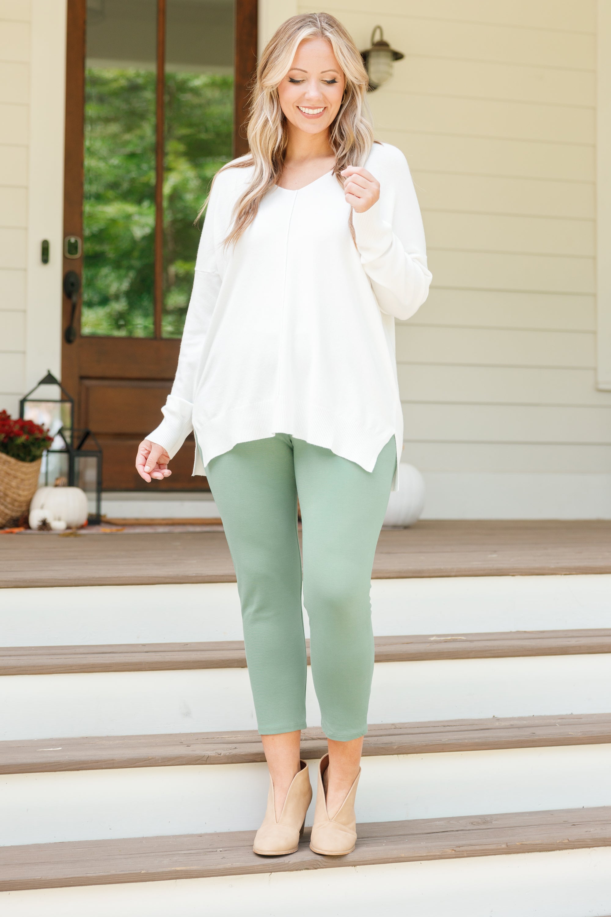 Business Lady Pants. Celadon
