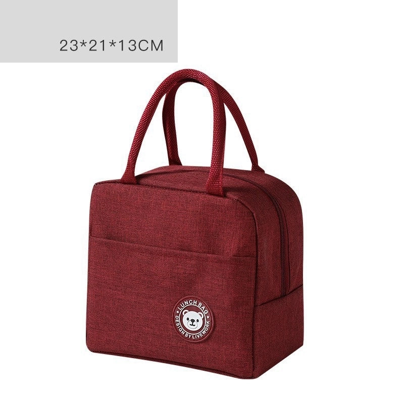 Kid's Adults Polyester Solid Color Classic Style Weave Square Zipper Lunch Bag Handbag