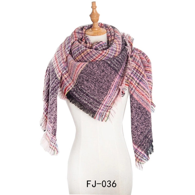 Autumn And Winter New Ring Yarn Thickened Double-sided Lattice Prick Scarf Scarf Women's Scarf Shawl Manufacturers