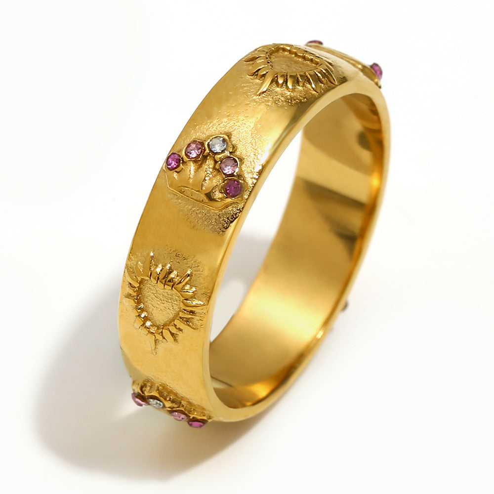Ins Fashion Niche Advanced Versatile Ring Bracelet Stainless Steel 18K Gold Plated Tarot Earrings Female