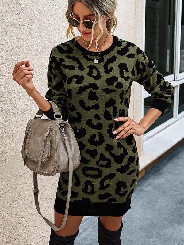 Leopard Printed Knit Dress