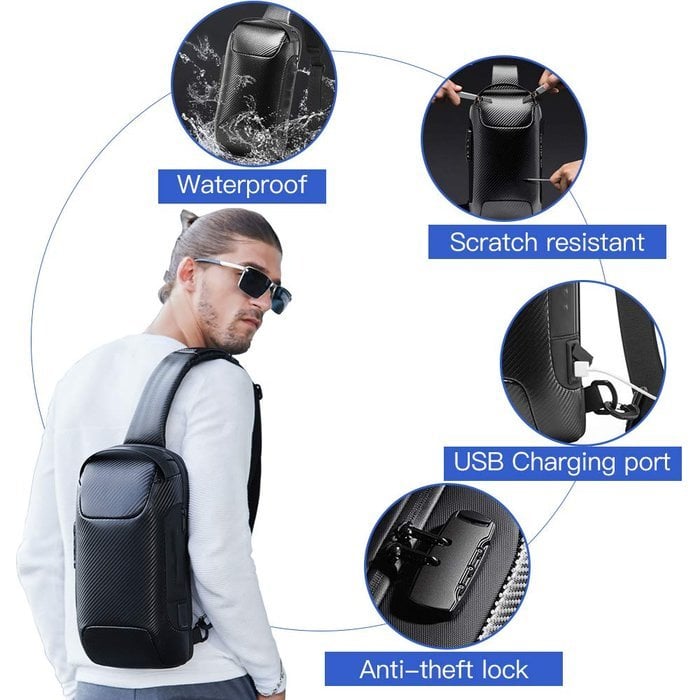 🎁2023-Christmas Hot Sale🎁New Carbon Fiber Streamline Anti-Theft Sling Bag 🔥